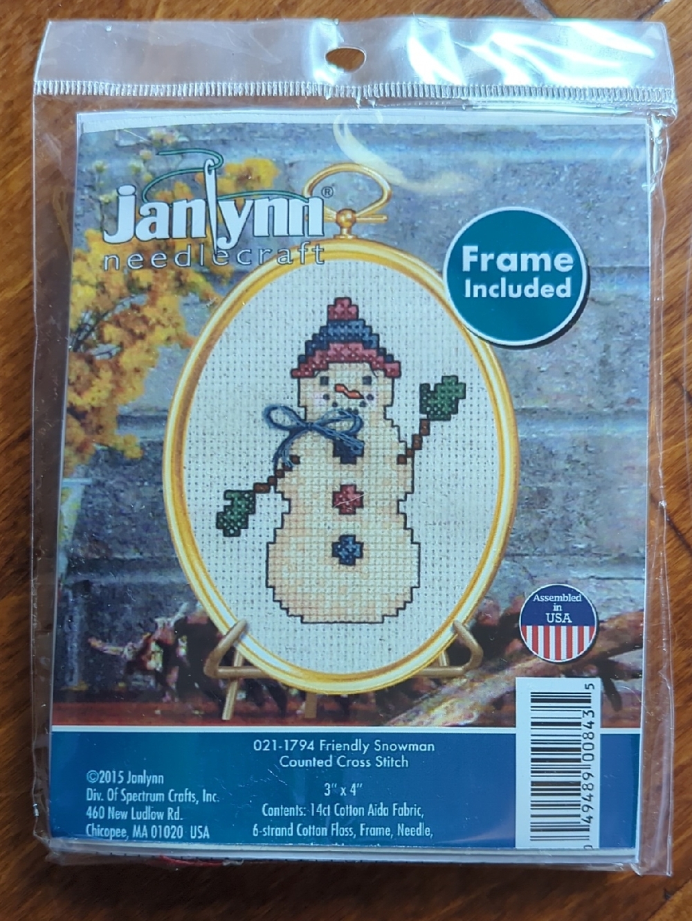 Janlynn Needlecraft Friendly Snowman Mini Counted Cross Stitch Kit, 3x4" NOS